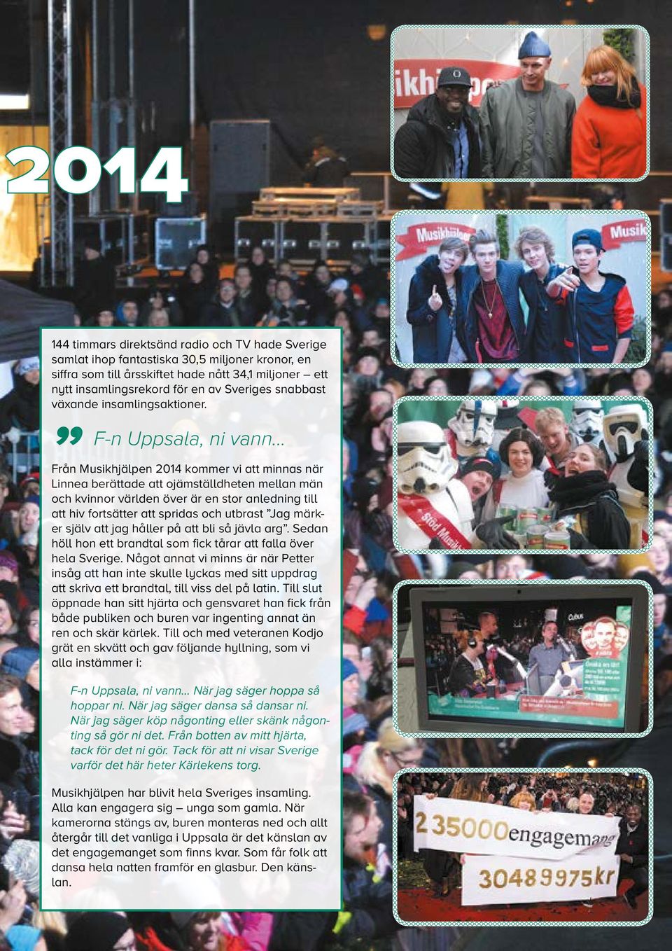 .. Från Musikhjälpen 2014 kommer vi att minnas när Linnea berättade att ojämställdheten mellan män och kvinnor världen över är en stor anledning till att hiv fortsätter att spridas och utbrast Jag