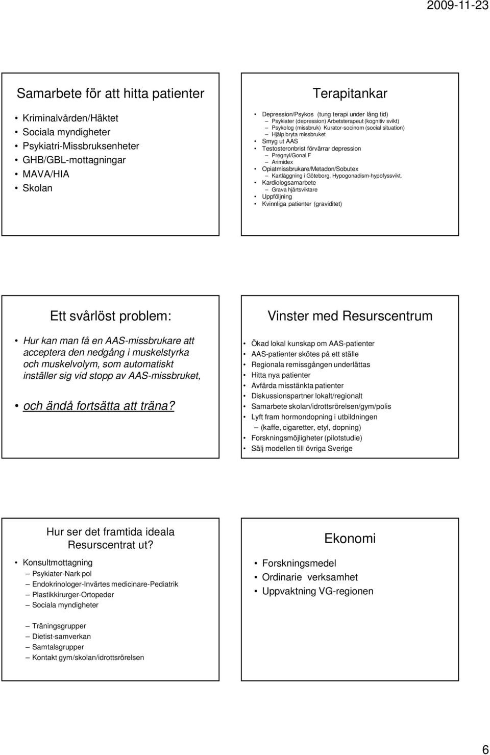 Arimidex Opiatmissbrukare/Metadon/Sobutex Kartläggning i Göteborg. Hypogonadism-hypofyssvikt.