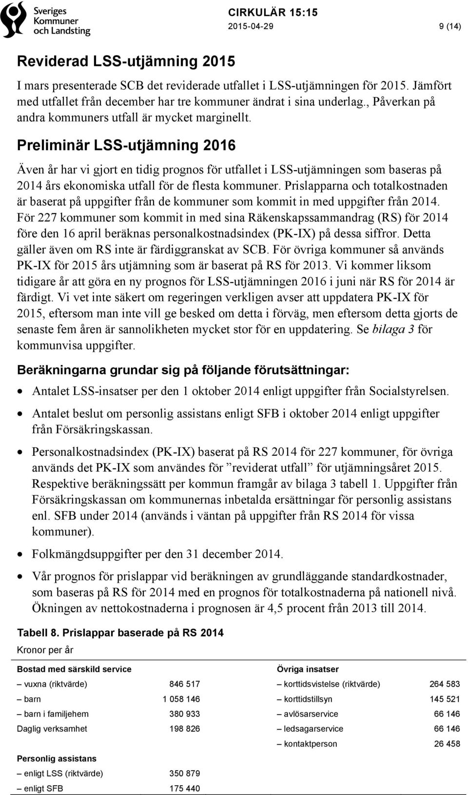 Preliminär LSS-utjämning 2016 Även år har vi gjort en tidig prognos för utfallet i LSS-utjämningen som baseras på 2014 års ekonomiska utfall för de flesta kommuner.