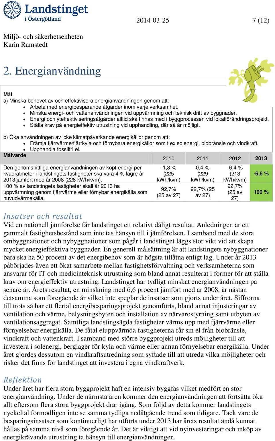 Ställa krav på energieffektiv utrustning vid upphandling, där så är möjligt.