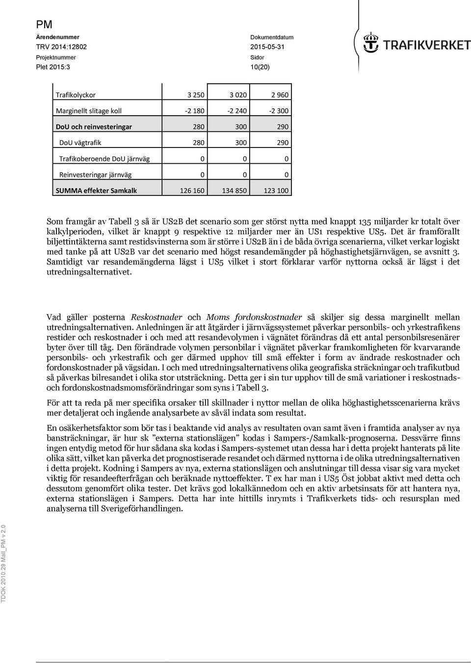 kalkylperioden, vilket är knappt 9 respektive 12 miljarder mer än US1 respektive US5.