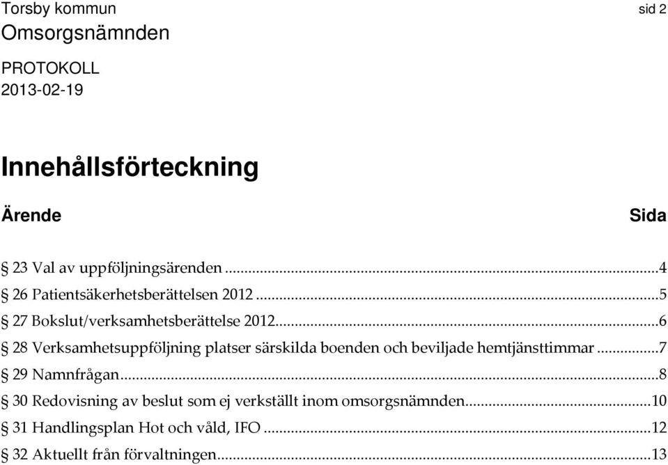 .. 6 28 Verksamhetsuppföljning platser särskilda boenden och beviljade hemtjänsttimmar.