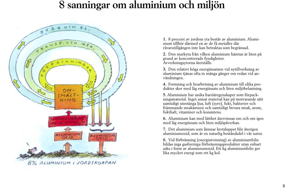 Den relativt höga energiinsatsen vid nytillverkning av aluminium tjänas ofta in många gånger om redan vid användningen. 4.