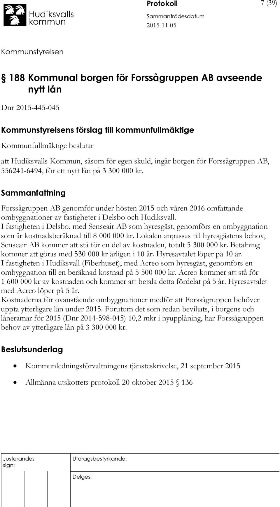 Forssågruppen AB genomför under hösten 2015 och våren 2016 omfattande ombyggnationer av fastigheter i Delsbo och Hudiksvall.