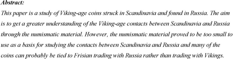 numismatic material.