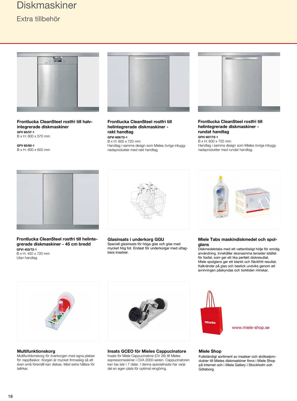 Frotlucka CleaSteel rostfri till helitegrerade diskmaskier - rudat hadtag GFVi 607/72-1 B x H: 600 x 720 mm Hadtag i samma desig som Mieles övriga ibyggadsprodukter med rudat hadtag.