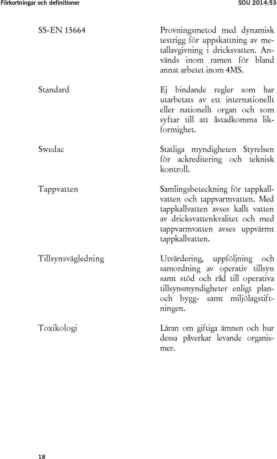 Statliga myndigheten Styrelsen för ackreditering och teknisk kontroll. Samlingsbeteckning för tappkallvatten och tappvarmvatten.