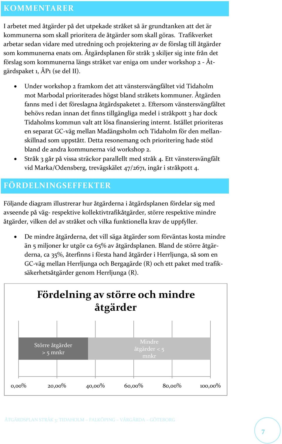 Åtgärdsplanen för stråk 3 skiljer sig inte från det förslag som kommunerna längs stråket var eniga om under workshop 2 - Åtgärdspaket 1, ÅP1 (se del II).