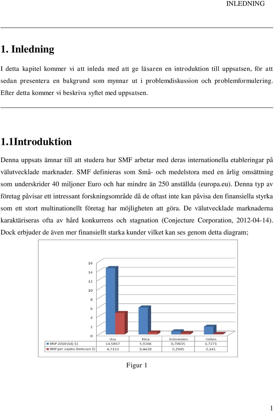 Efter detta kommer vi beskriva syftet med uppsatsen. 1.1Introduktion Denna uppsats ämnar till att studera hur SMF arbetar med deras internationella etableringar på välutvecklade marknader.