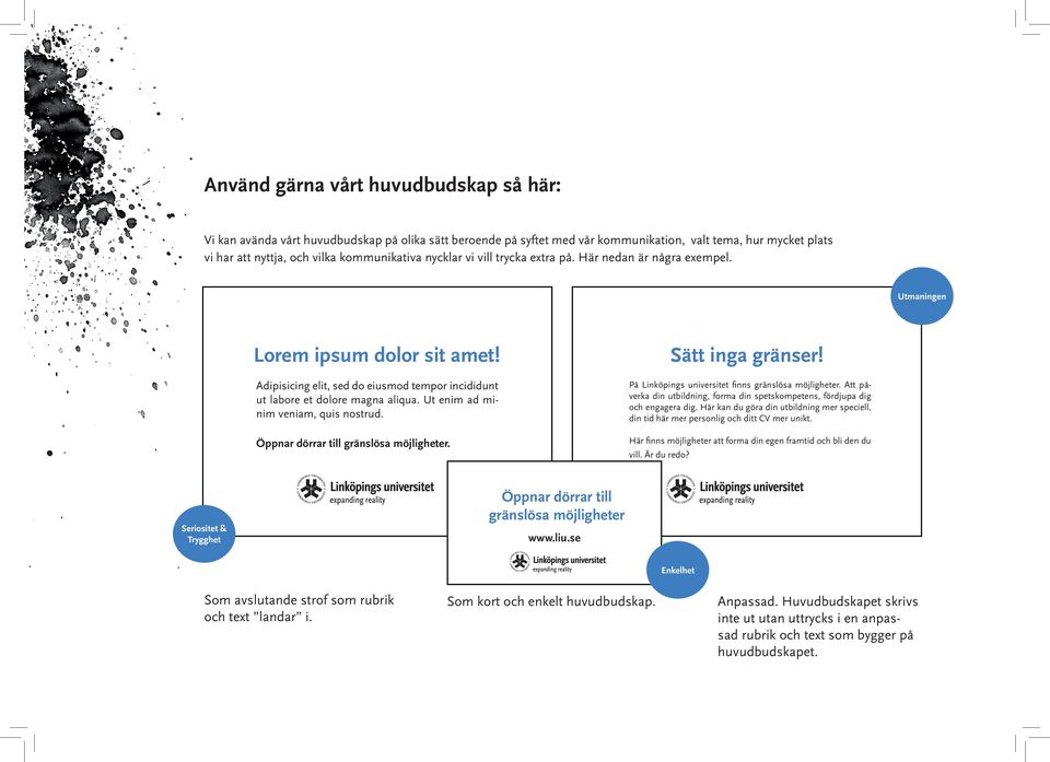Ut enim ad minim veniam, quis nostrud. Öppnar dörrar till gränslösa möjligheter. Sätt inga gränser! På Linköpings universitet finns gränslösa möjligheter.