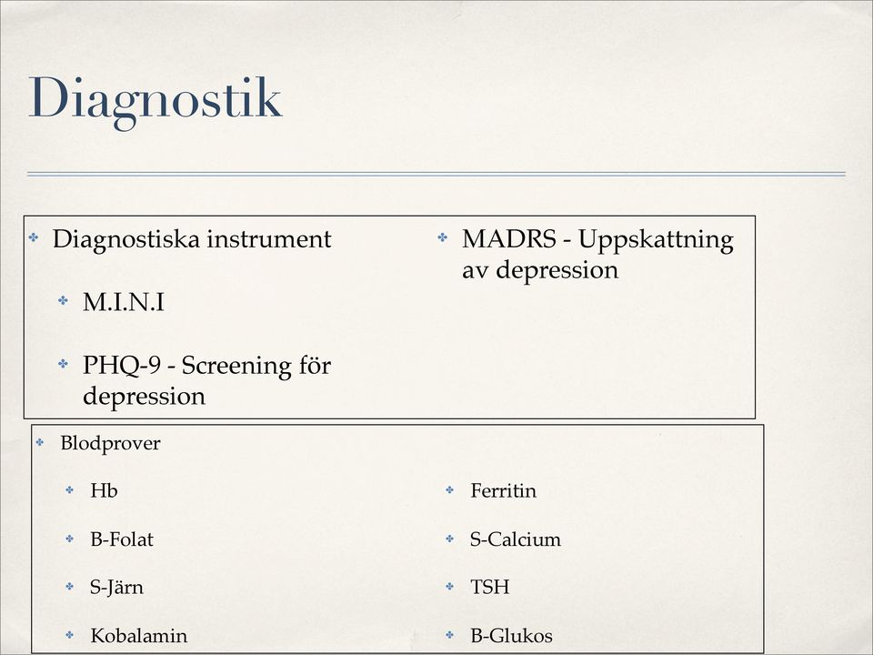 Screening för depression Blodprover Hb