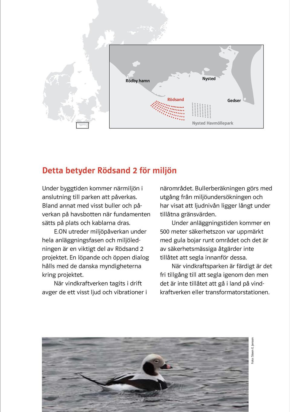 ON utreder miljöpåverkan under hela anläggningsfasen och miljöledningen är en viktigt del av Rödsand 2 projektet. En löpande och öppen dialog hålls med de danska myndigheterna kring projektet.