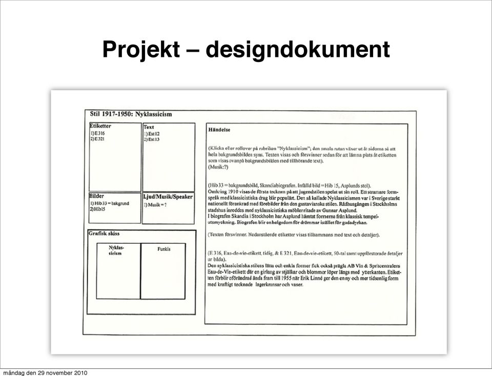 Visuellt styrdokument för grafisk form, färger, typografi, interaktionsdesign och koreografik.
