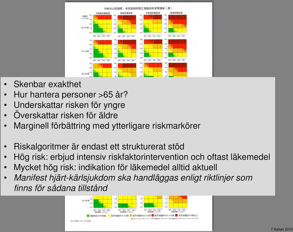 riskmarkörer Riskalgoritmer är endast ett strukturerat stöd Hög risk: erbjud intensiv riskfaktorintervention