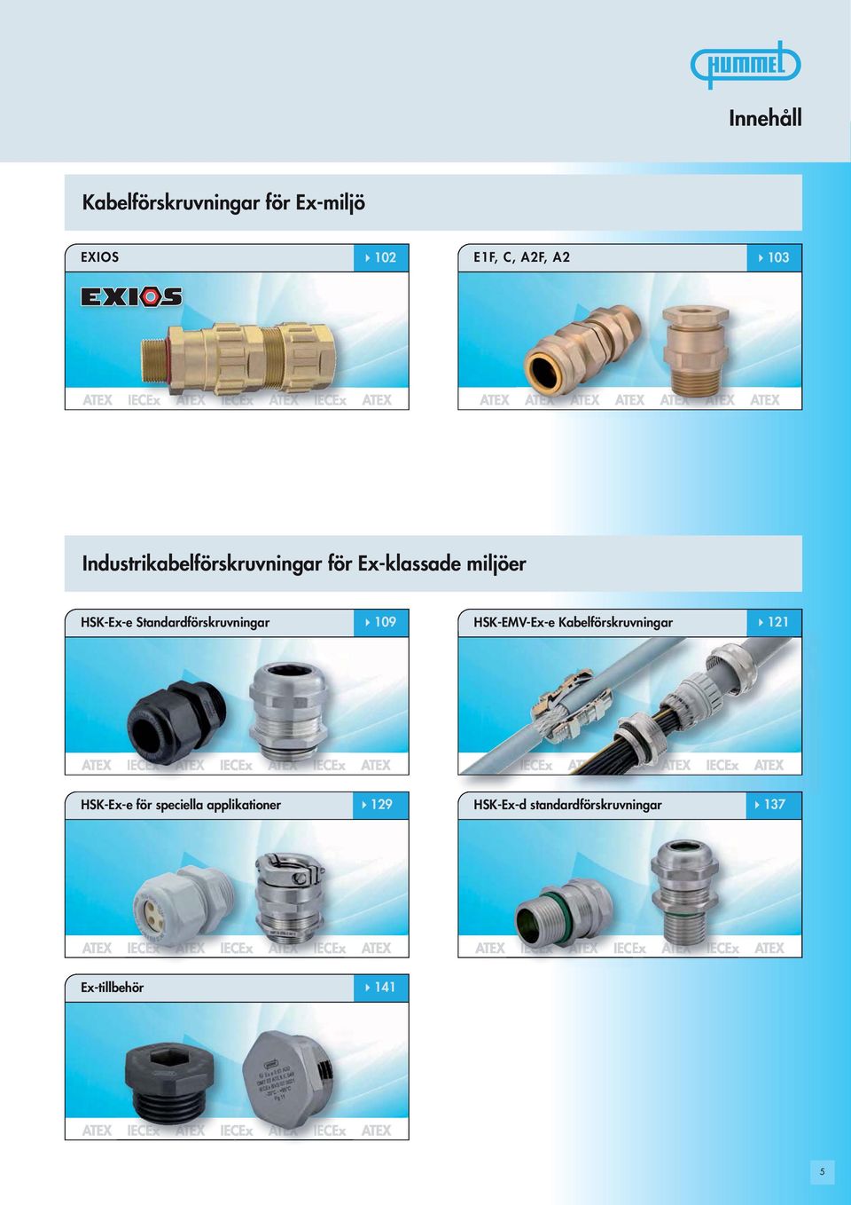 Standardförskruvningar 109 SK-EMV-Ex-e Kabelförskruvningar 121 SK-Ex-e