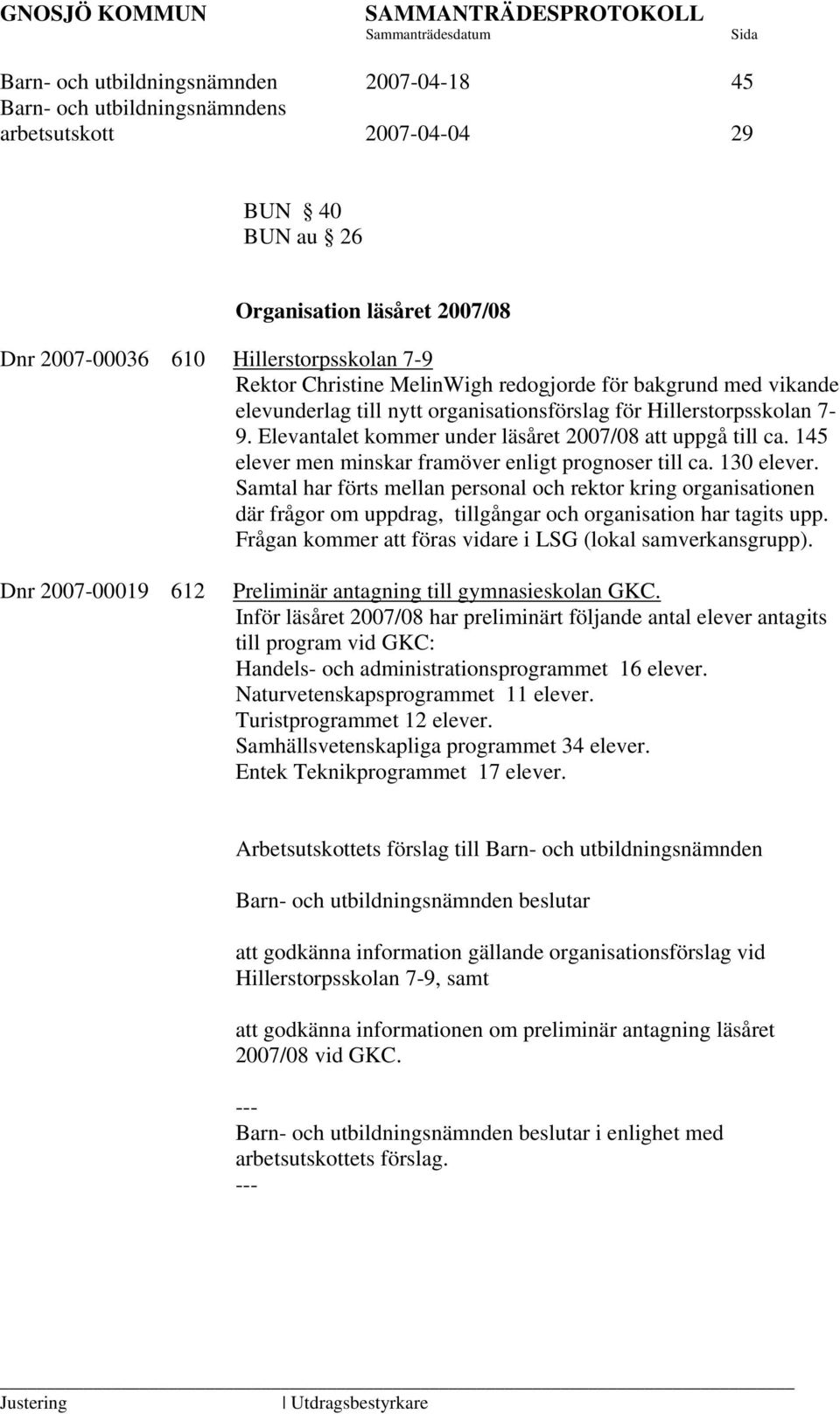 145 elever men minskar framöver enligt prognoser till ca. 130 elever.