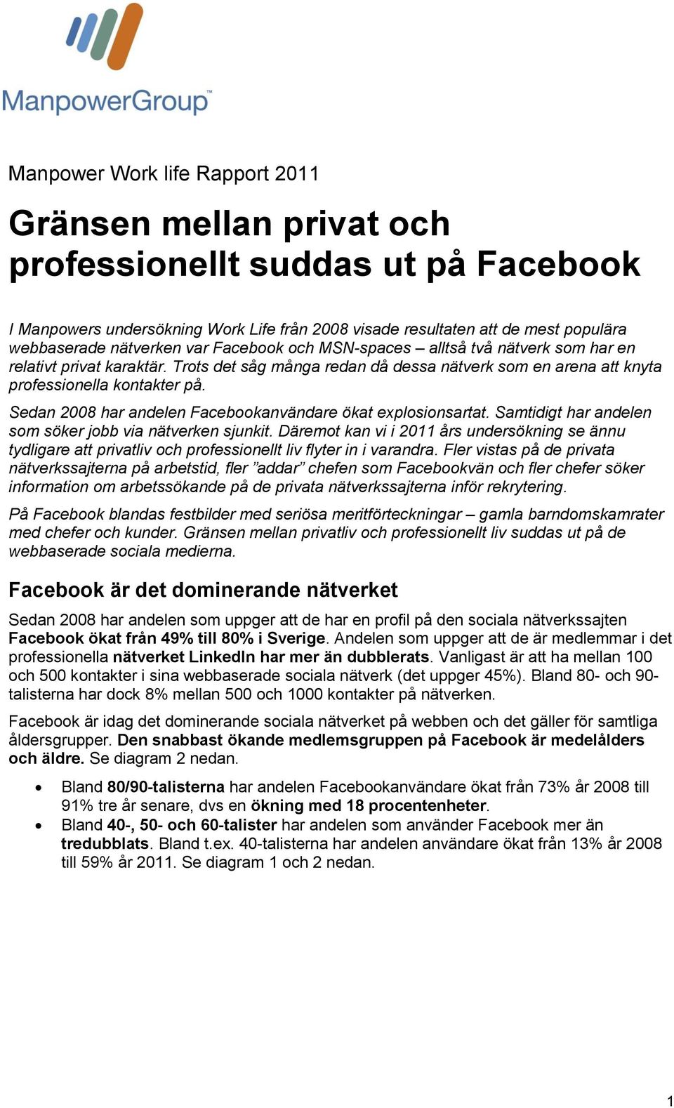 Sedan 2008 har andelen Facebookanvändare ökat explosionsartat. Samtidigt har andelen som söker jobb via nätverken sjunkit.