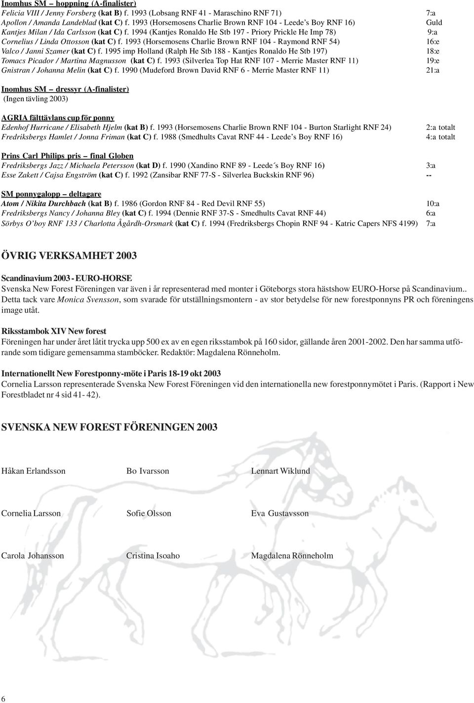 1994 (Kantjes Ronaldo He Stb 197 - Priory Prickle He Imp 78) 9:a Cornelius / Linda Ottosson (kat C) f. 1993 (Horsemosens Charlie Brown RNF 104 - Raymond RNF 54) 16:e Valco / Janni Szamer (kat C) f.