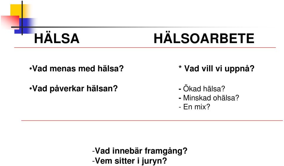 - Ökad hälsa? - Minskad ohälsa? -En mix?