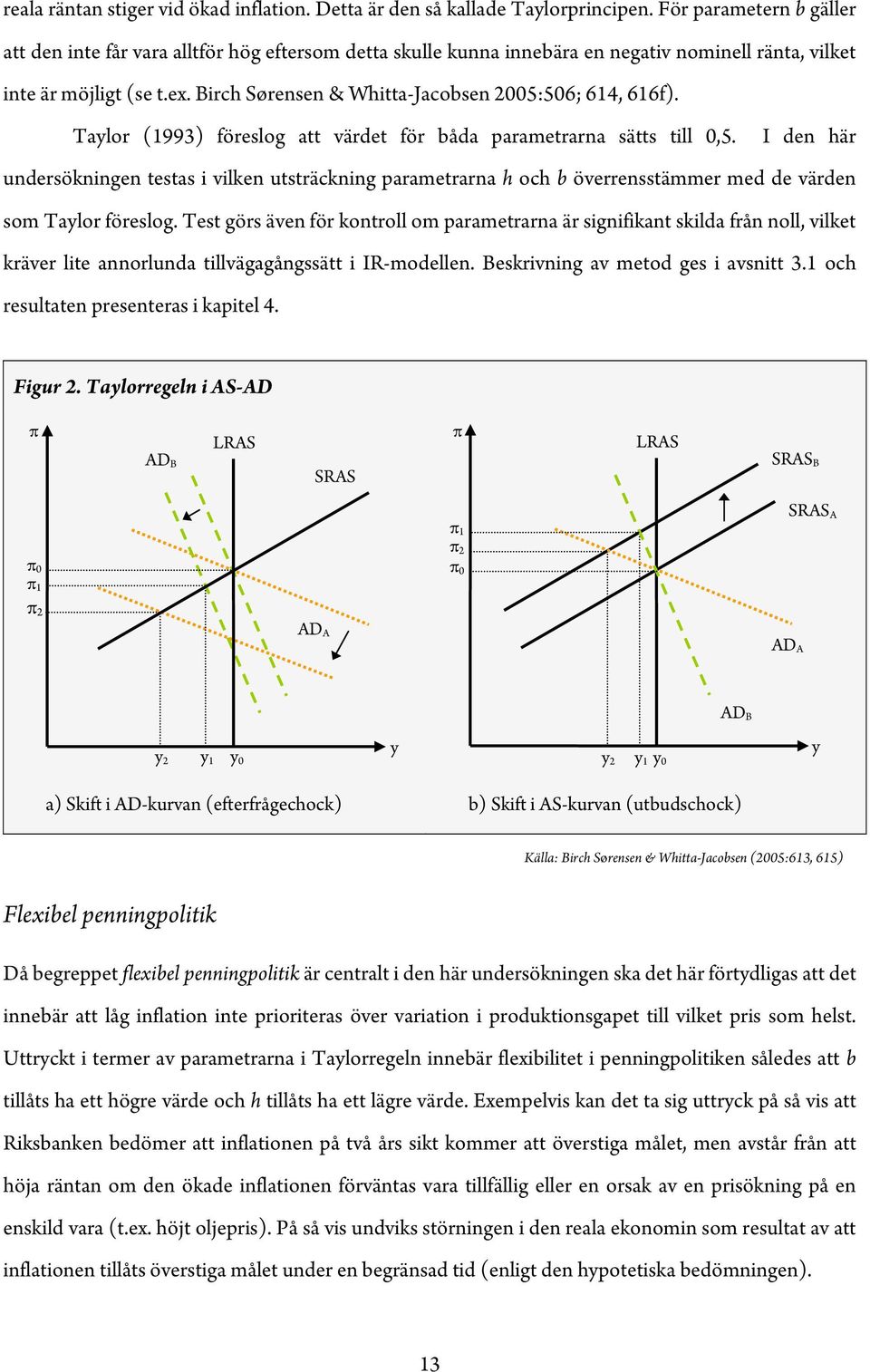 Taylor (1993) föreslog a värde för båda paramerarna säs ill 0,5. I den här undersökningen esas i vilken usräckning paramerarna h och b överrenssämmer med de värden som Taylor föreslog.