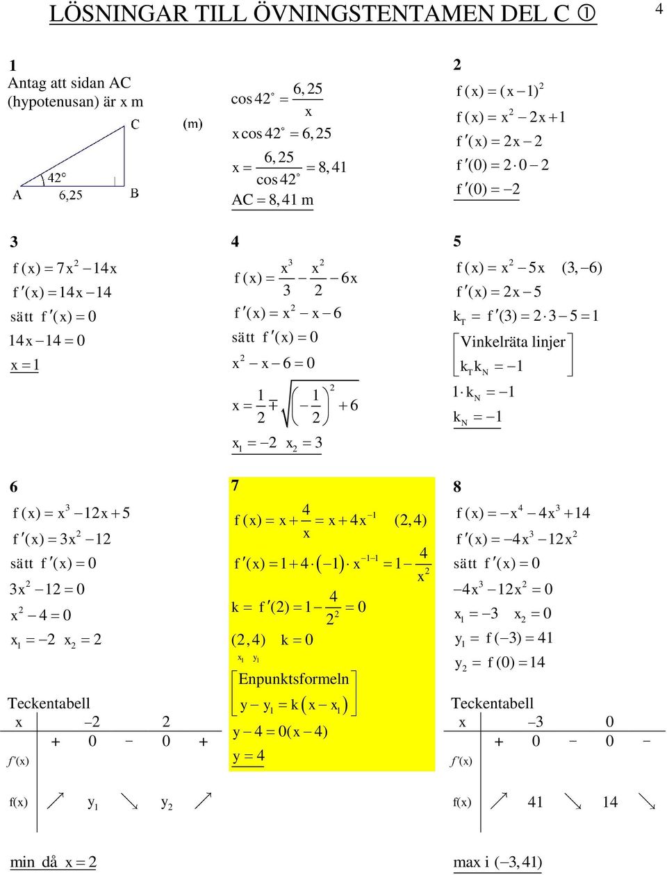 f() 5 T Vinkelräta linjer kk T N k k N N 6 7 8 f ( ) 5 f ( ) (,) f ( ) f ( ) f ( ) sätt f ( ) 0 f ( ) sätt f ( ) 0 0 0