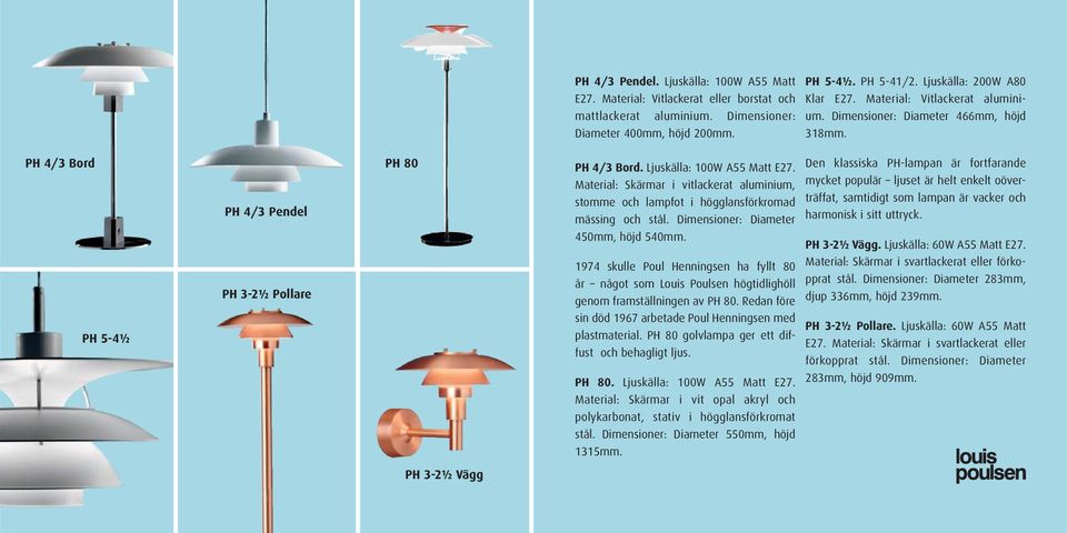 Material: Skärmar i vitlackerat aluminium, stomme och lampfot i högglansförkromad mässing och stål.
