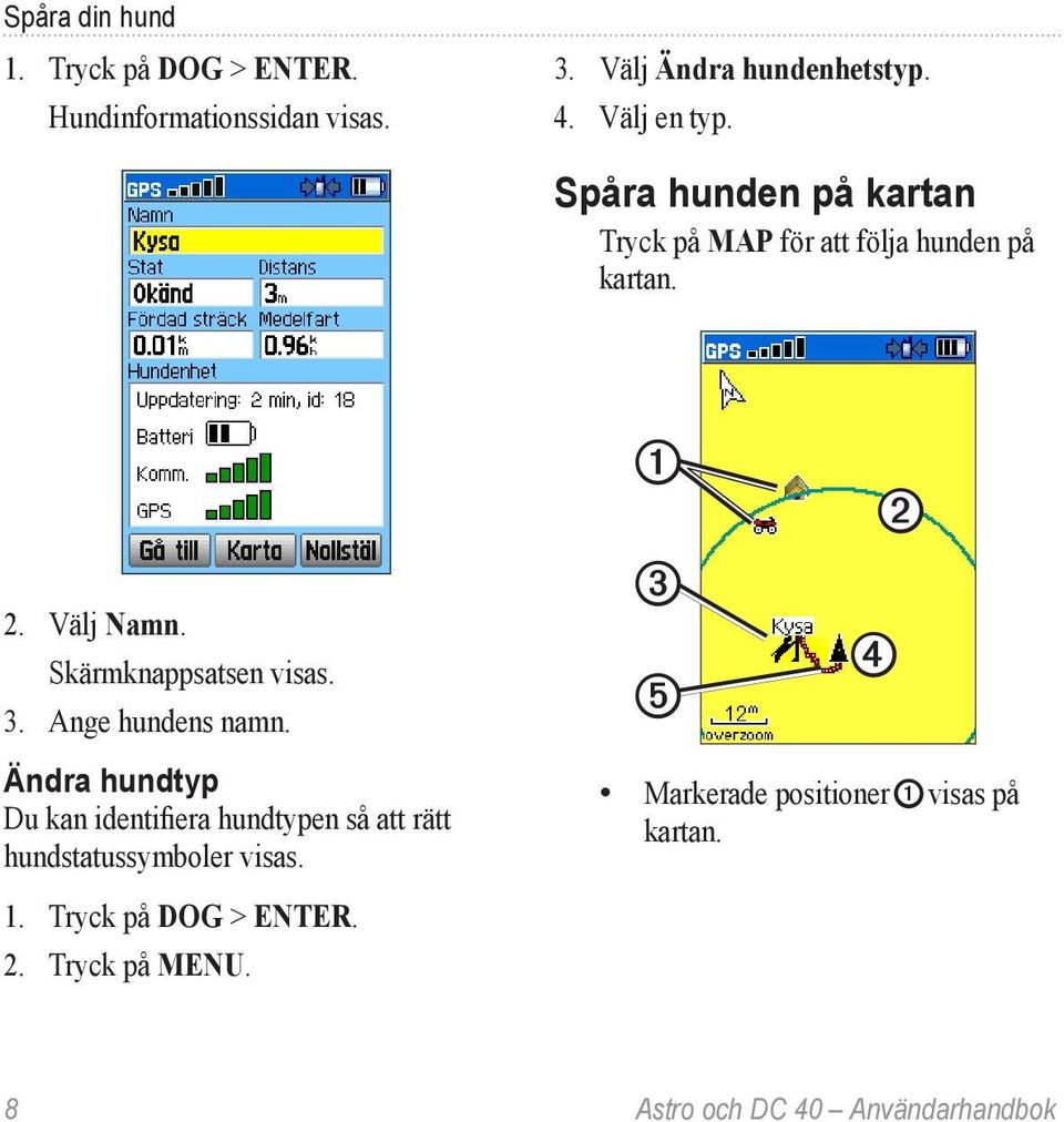 Skärmknappsatsen visas. 3. Ange hundens namn.