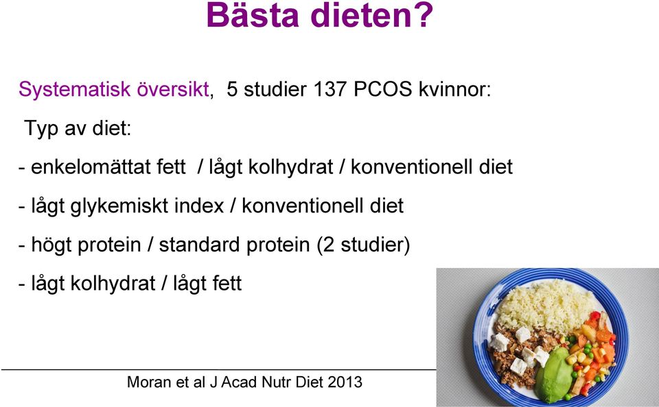 enkelomättat fett / lågt kolhydrat / konventionell diet - lågt