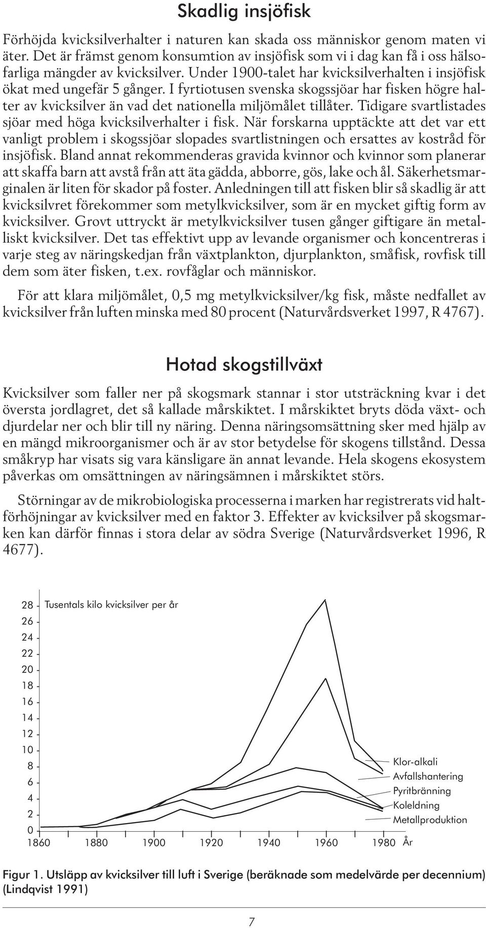I fyrtiotusen svenska skogssjöar har fisken högre halter av kvicksilver än vad det nationella miljömålet tillåter. Tidigare svartlistades sjöar med höga kvicksilverhalter i fisk.