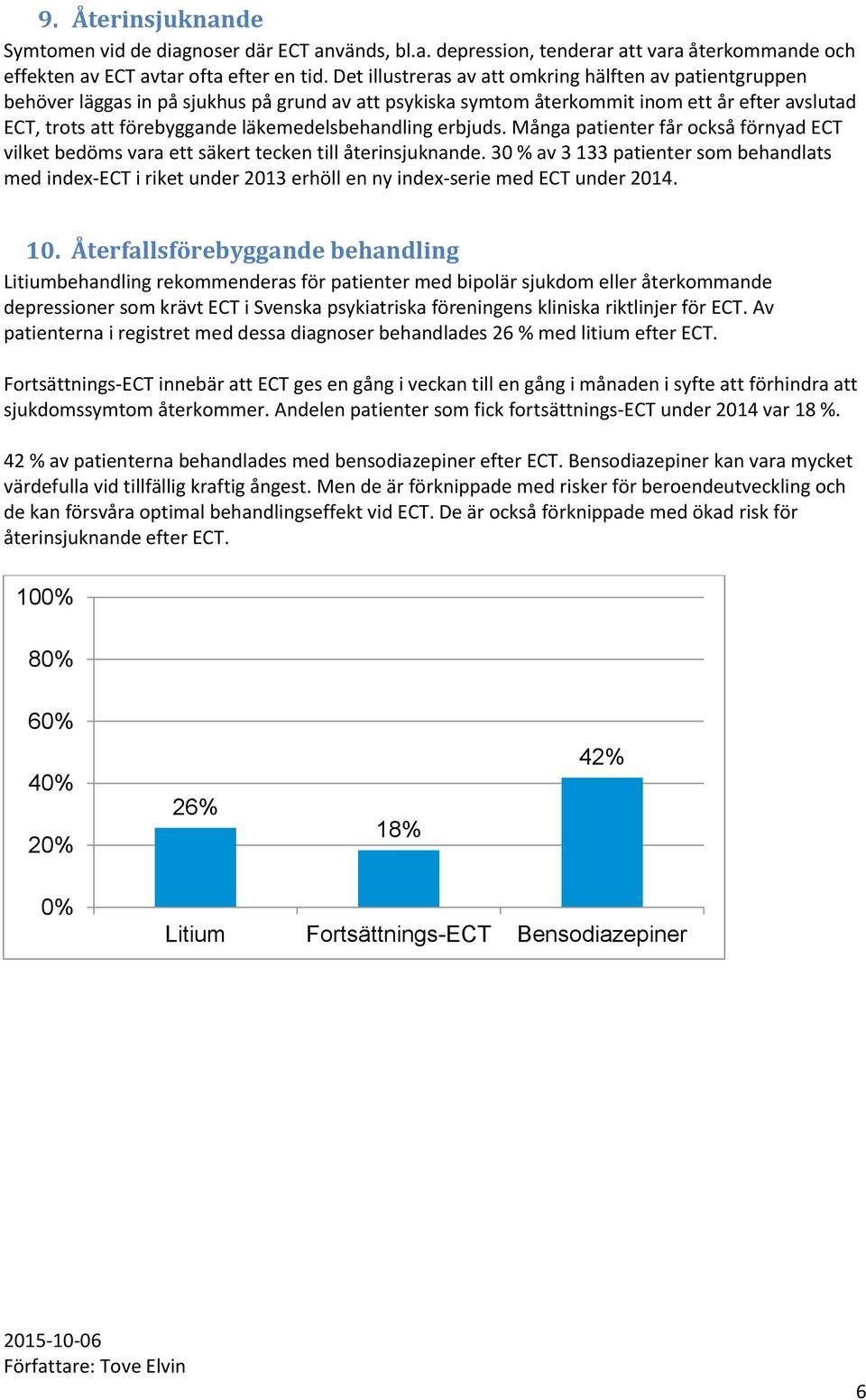 läkemedelsbehandling erbjuds. Många patienter får också förnyad ECT vilket bedöms vara ett säkert tecken till återinsjuknande.