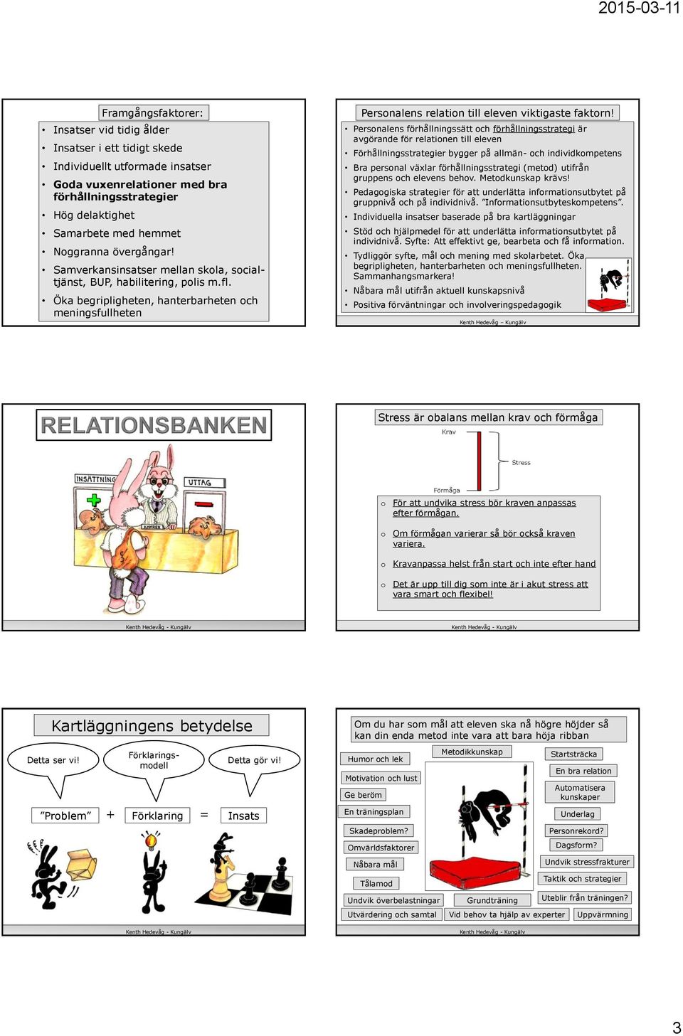 Persnalens förhållningssätt ch förhållningsstrategi är avgörande för relatinen till eleven Förhållningsstrategier bygger på allmän- ch individkmpetens Bra persnal växlar förhållningsstrategi (metd)