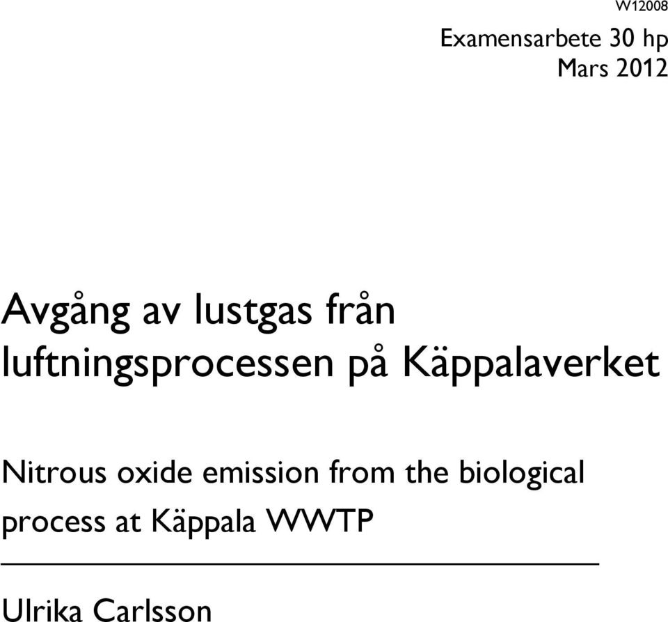 Käppalaverket Nitrous oxide emission from