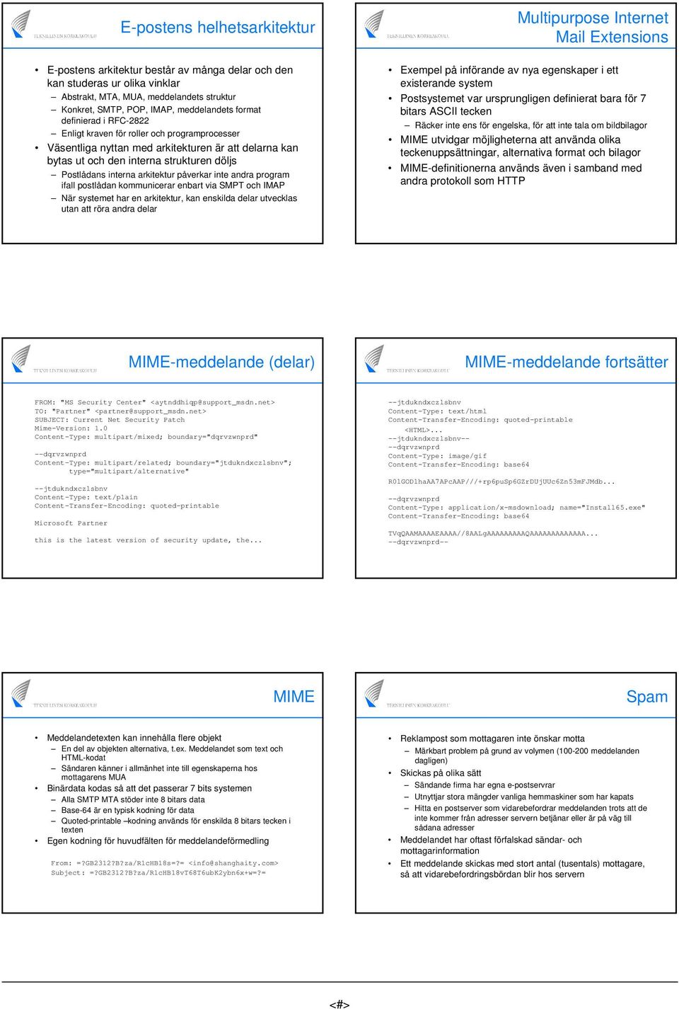 påverkar inte andra program ifall postlådan kommunicerar enbart via SMPT och IMAP När systemet har en arkitektur, kan enskilda delar utvecklas utan att röra andra delar Multipurpose Internet Mail