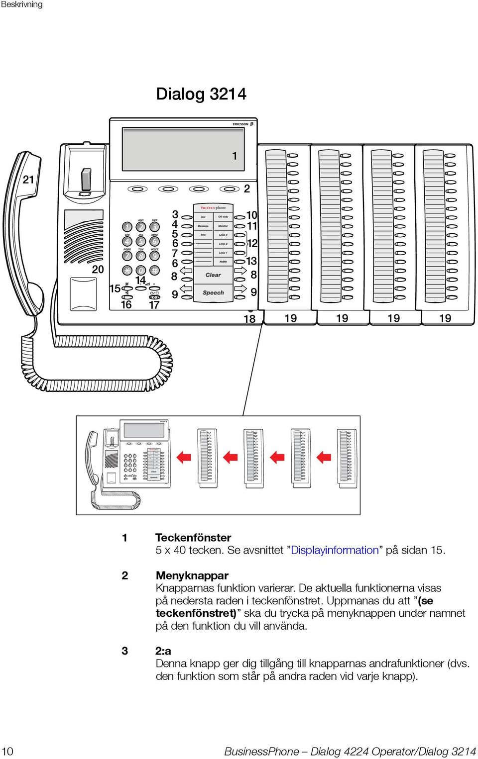 De aktuella funktionerna visas på nedersta raden i teckenfönstret.