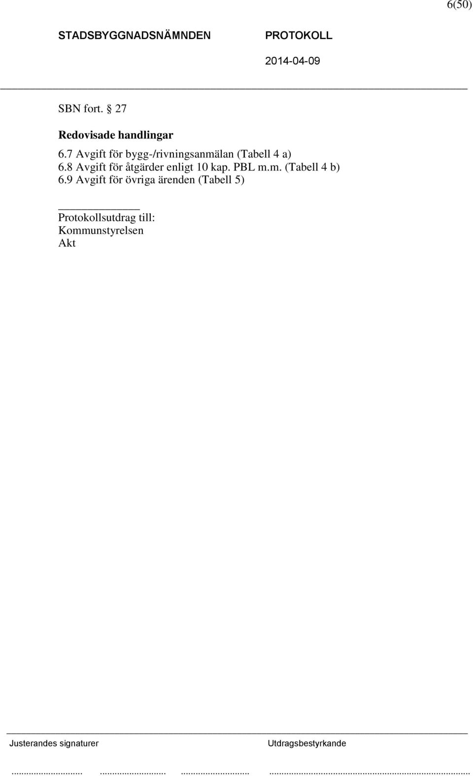 8 Avgift för åtgärder enligt 10 kap. PBL m.m. (Tabell 4 b) 6.