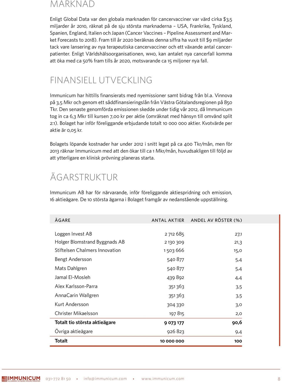Fram till år 2020 beräknas denna siffra ha vuxit till $9 miljarder tack vare lansering av nya terapeutiska cancervacciner och ett växande antal cancerpatienter.