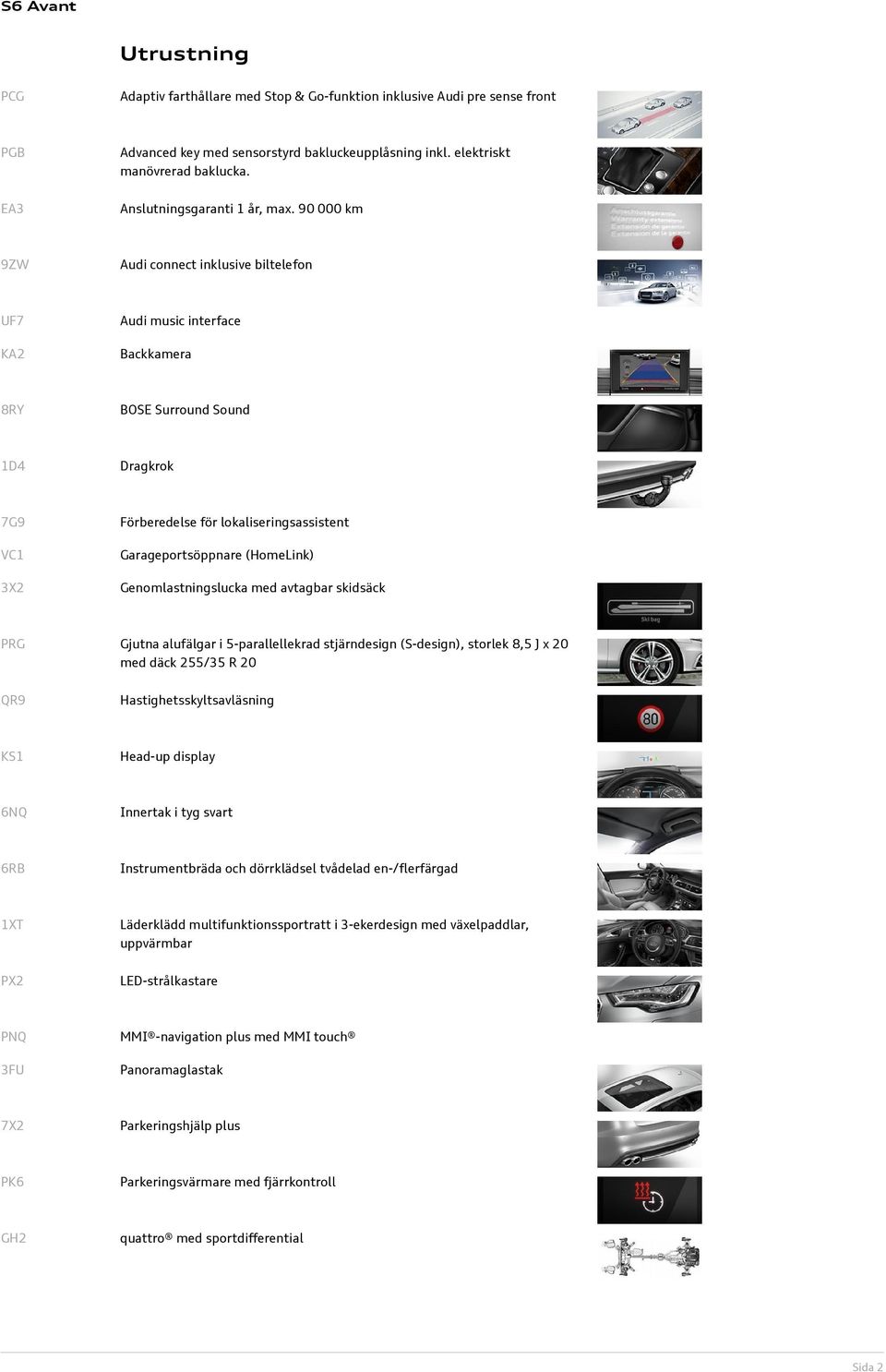 90 000 km 9ZW Audi connect inklusive biltelefon UF7 KA2 Audi music interface Backkamera 8RY BOSE Surround Sound 1D4 Dragkrok 7G9 VC1 3X2 Förberedelse för lokaliseringsassistent Garageportsöppnare