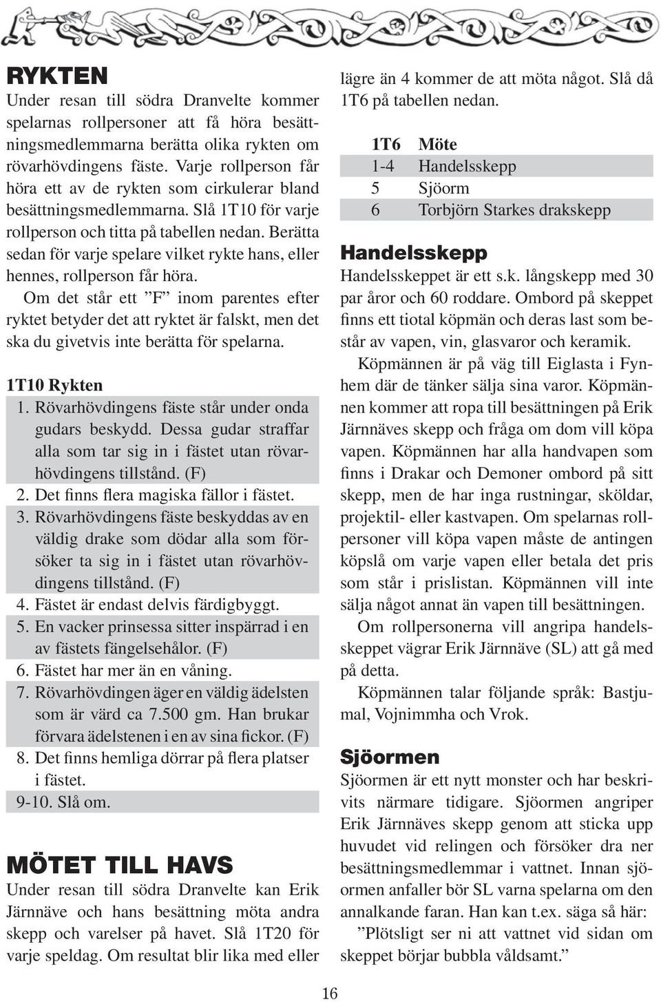 Berätta sedan för varje spelare vilket rykte hans, eller hennes, rollperson får höra.