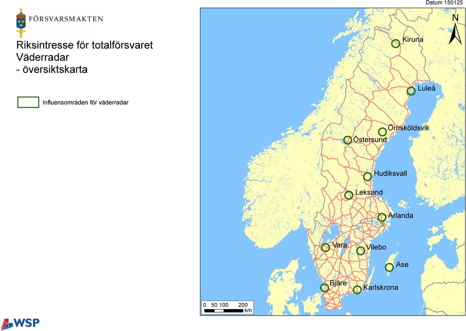 Influensområden för väderradar Östersund Örnsköldsvik
