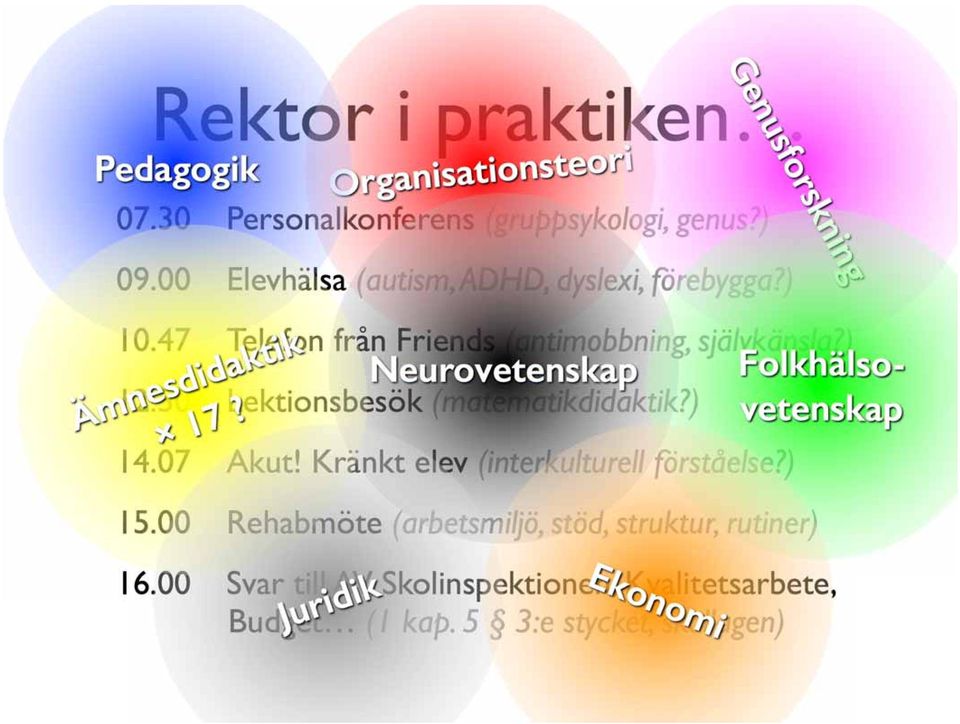) 12.50 Lektionsbesök (matematikdidaktik?) 14.07 Akut! Kränkt elev (interkulturell förståelse?) 15.