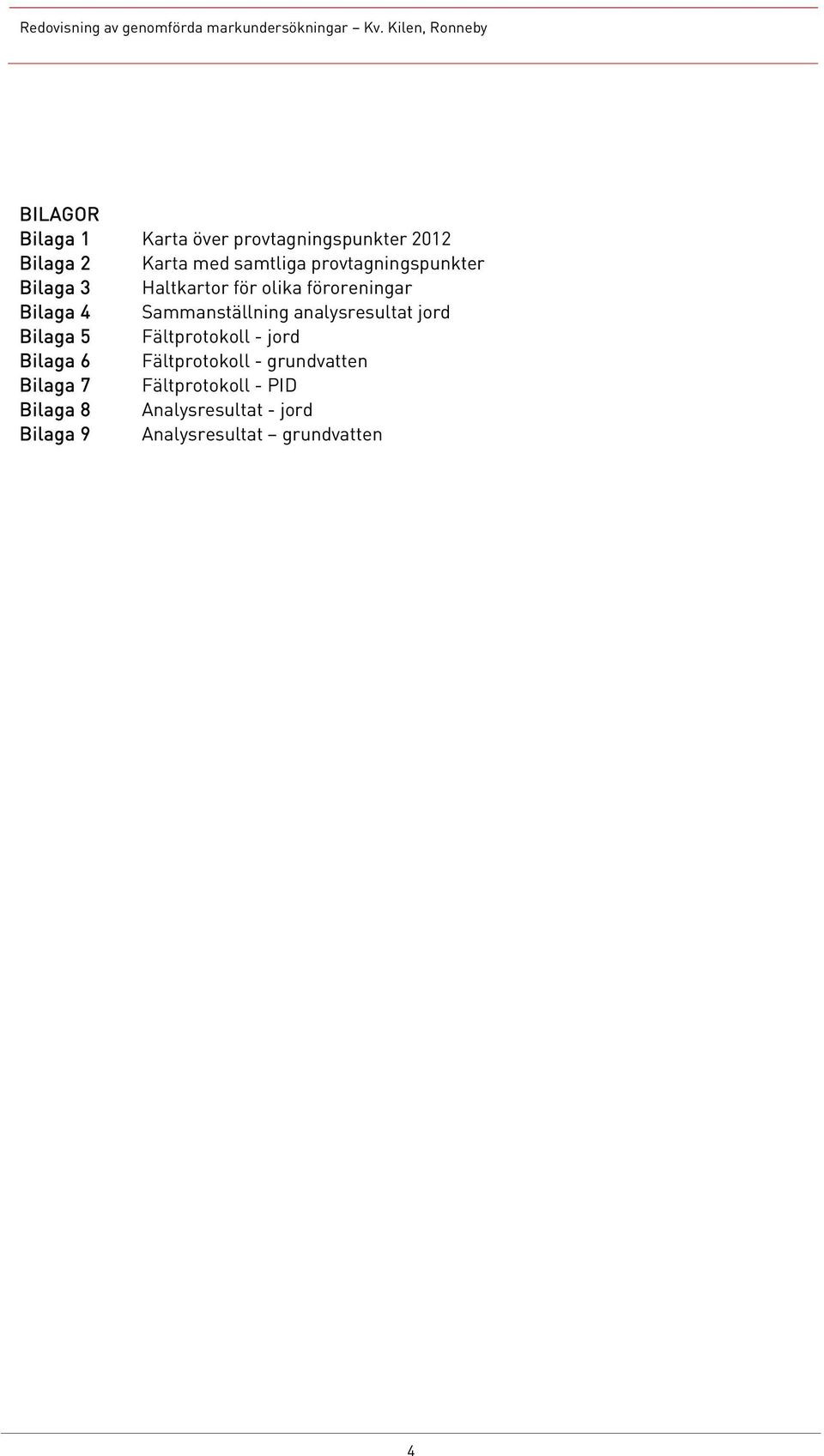analysresultat jord Bilaga 5 Fältprotokoll - jord Bilaga 6 Fältprotokoll - grundvatten