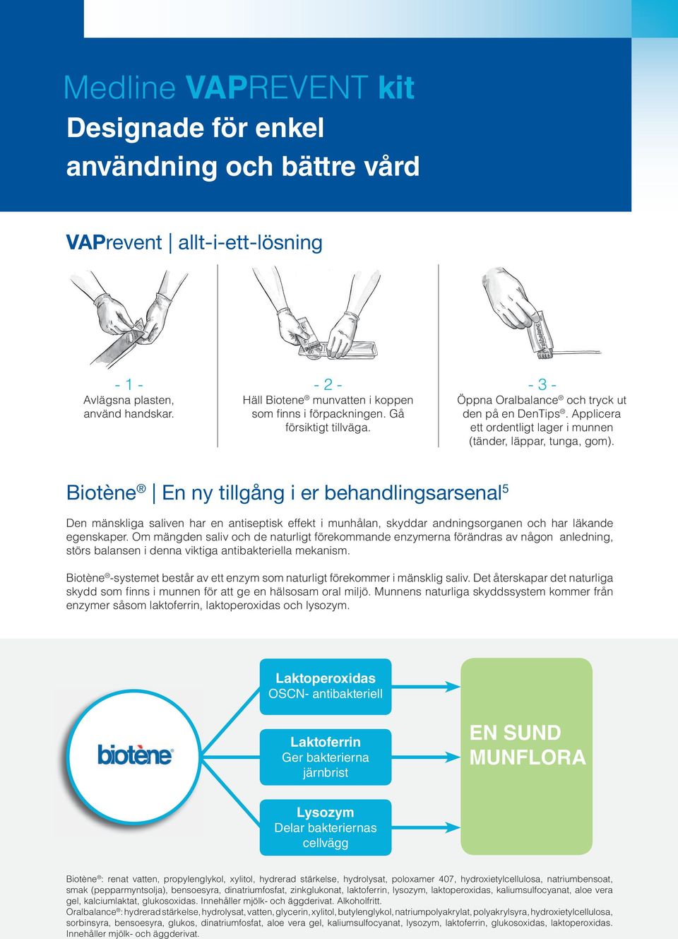 Applicera ett ordentligt lager i munnen (tänder, läppar, tunga, gom).