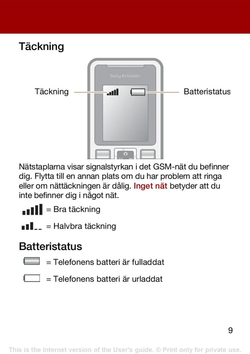 Flytta till en annan plats om du har problem att ringa eller om nättäckningen är dålig.