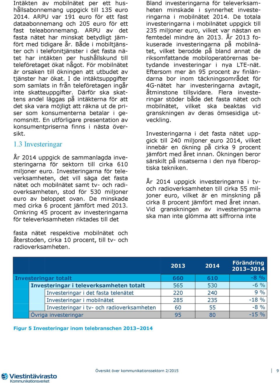 För mobilnätet är orsaken till ökningen att utbudet av tjänster har ökat. I de intäktsuppgifter som samlats in från teleföretagen ingår inte skatteuppgifter.