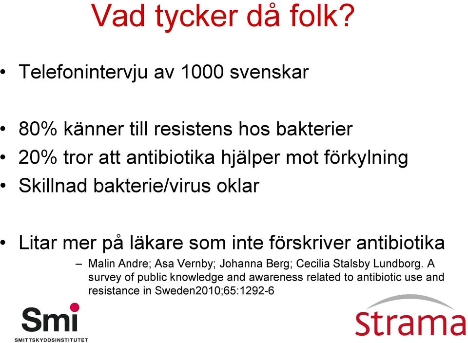 hjälper mot förkylning Skillnad bakterie/virus oklar Litar mer på läkare som inte förskriver