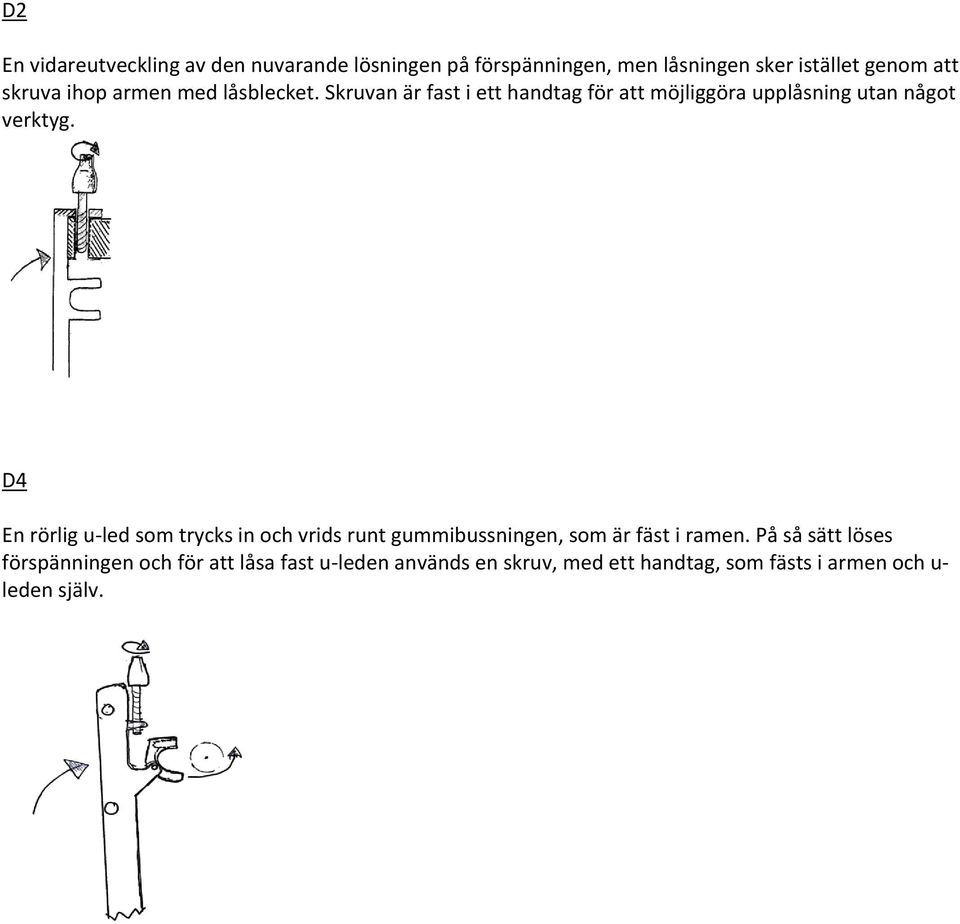 Skruvan är fast i ett handtag för att möjliggöra upplåsning utan något verktyg.