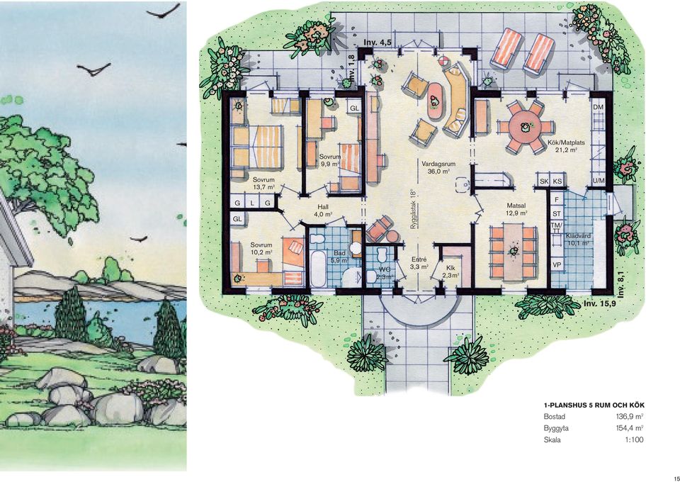 4,0 m2 Bad 5,9 m2 WC 2,3 m2 Entré 3,3 m2 Matsal 12,9 m2 F ST TM/ TT Klk 2,3