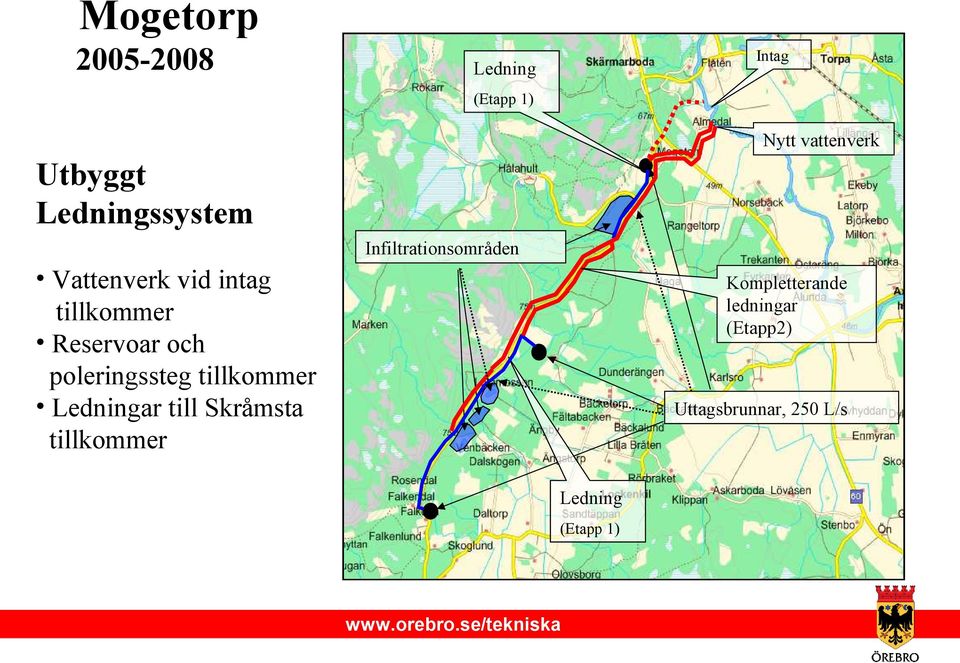 Reservoar och poleringssteg tillkommer Ledningar till Skråmsta