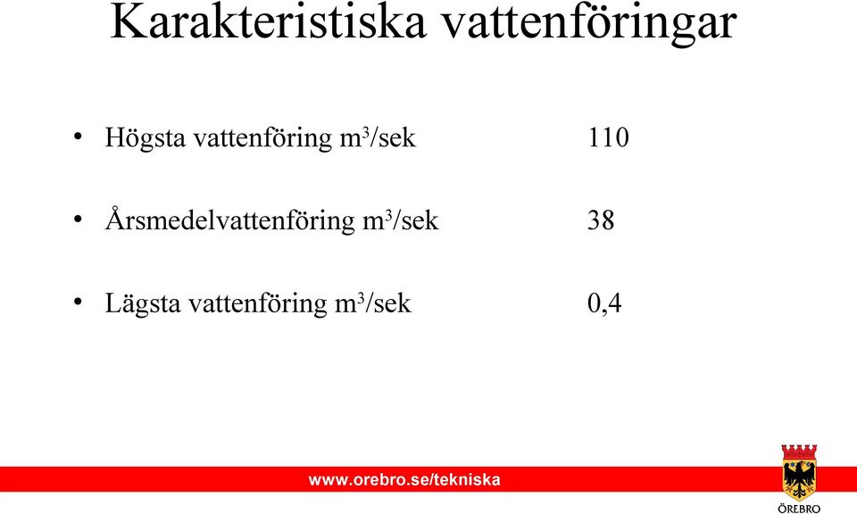Årsmedelvattenföring m3/sek 38