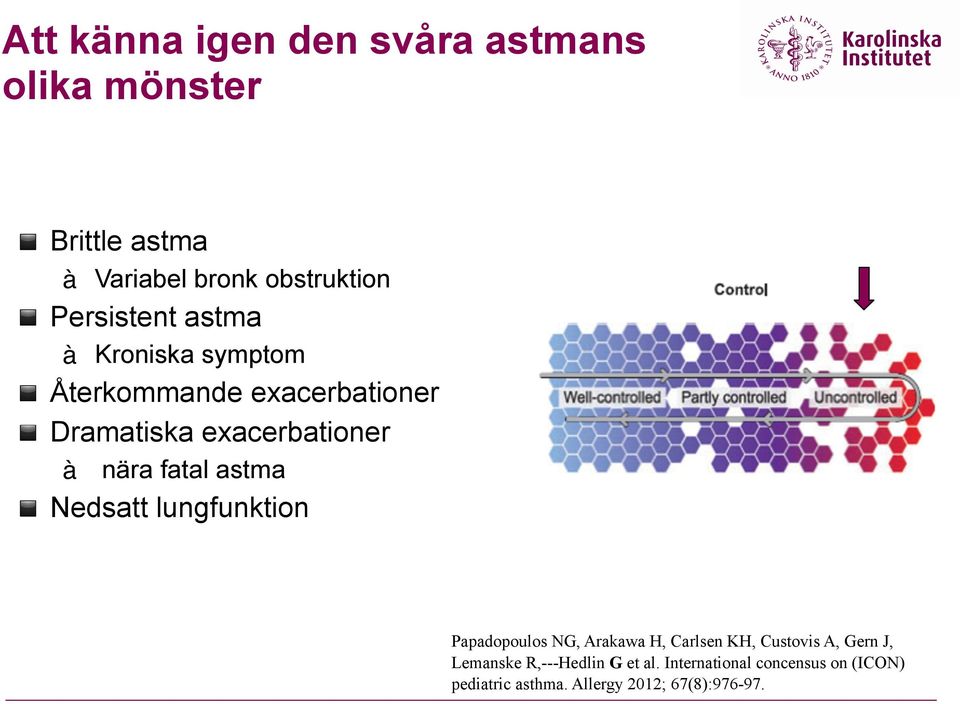 fatal astma Nedsatt lungfunktion Papadopoulos NG, Arakawa H, Carlsen KH, Custovis A, Gern J,